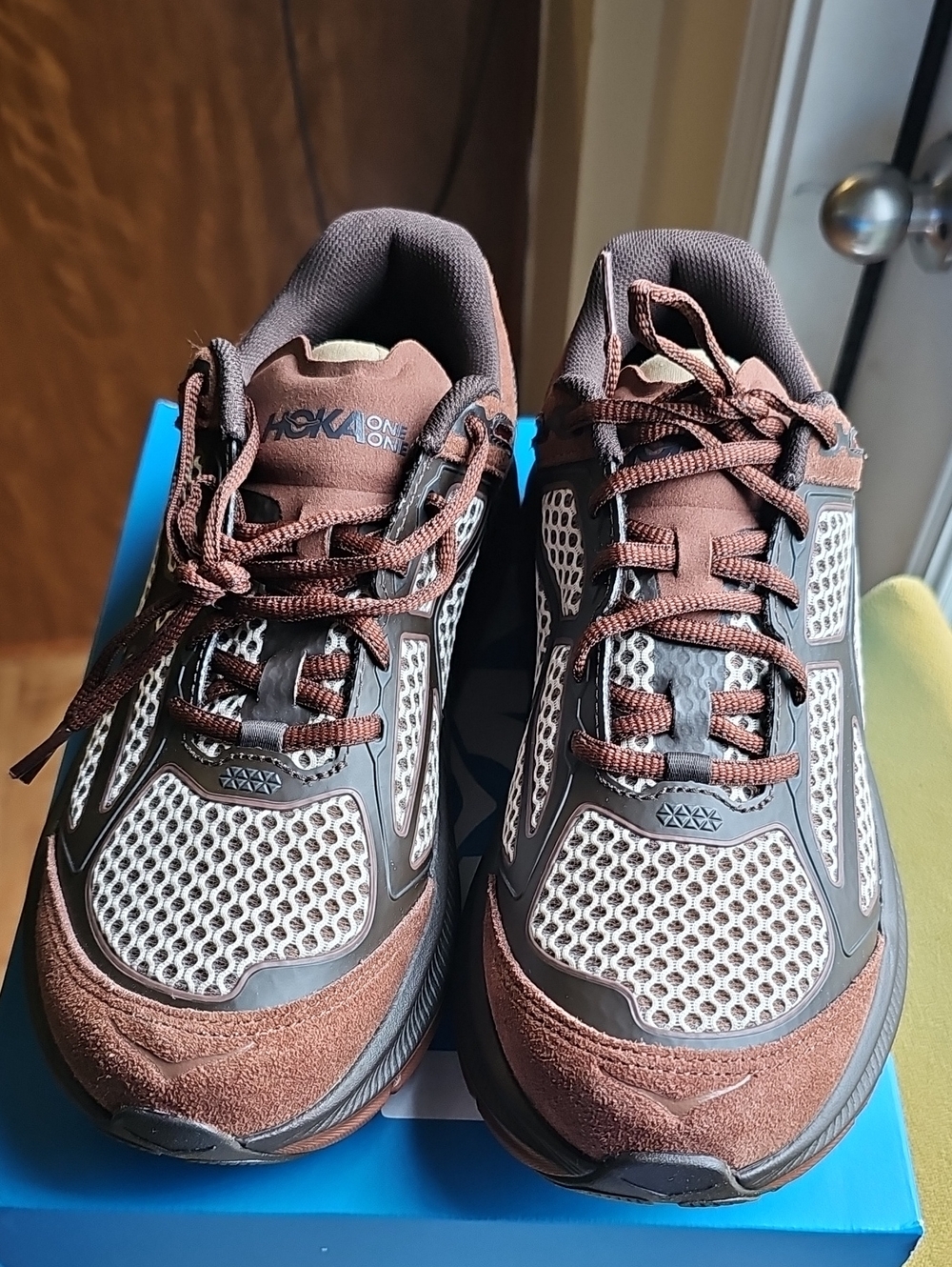 Hoka One One Men's Brown and Gray Mesh Athletic Sneakers